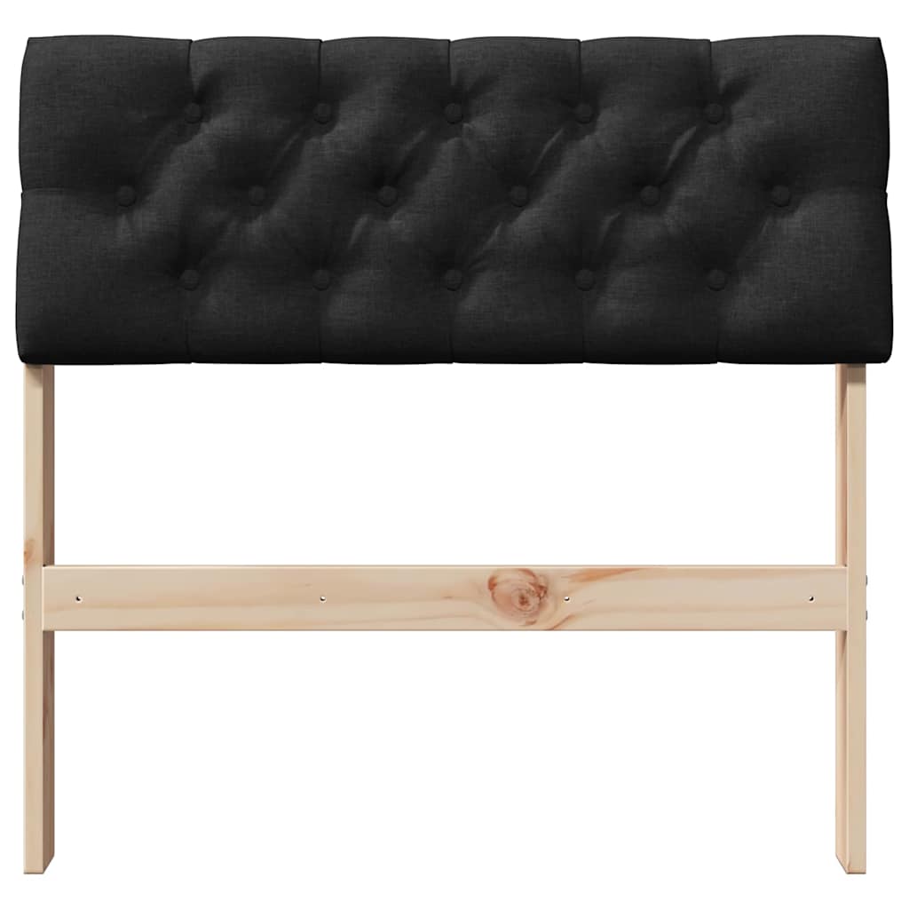 Polstret sengegavl Sort 75 cm Massiv fyrretræ