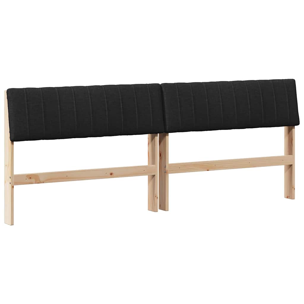 Polstret sengegavl Sort 200 cm Massiv fyrretræ