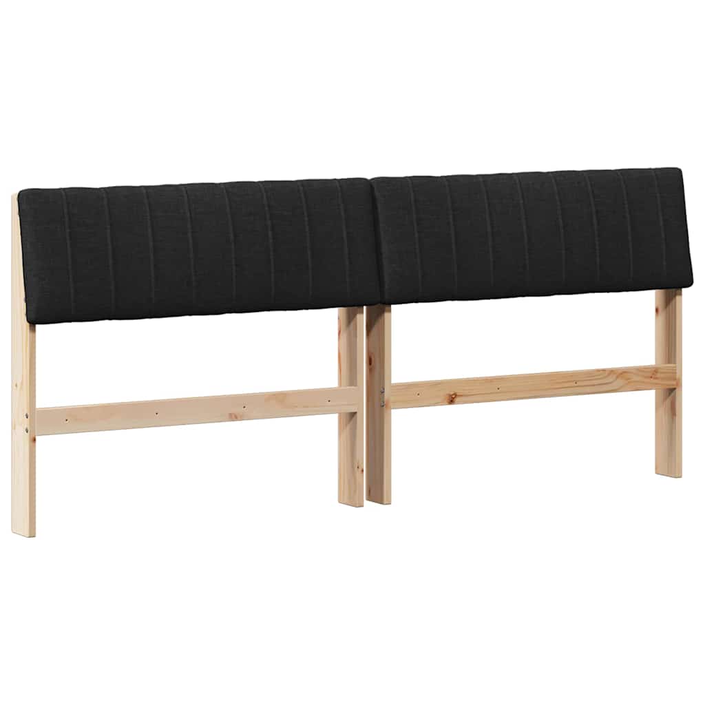 Polstret sengegavl Sort 180 cm Massiv fyrretræ