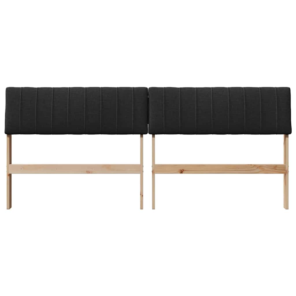 Polstret sengegavl Sort 180 cm Massiv fyrretræ