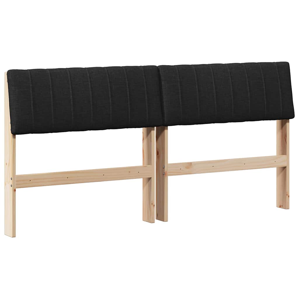 Polstret sengegavl Sort 150 cm Massiv fyrretræ