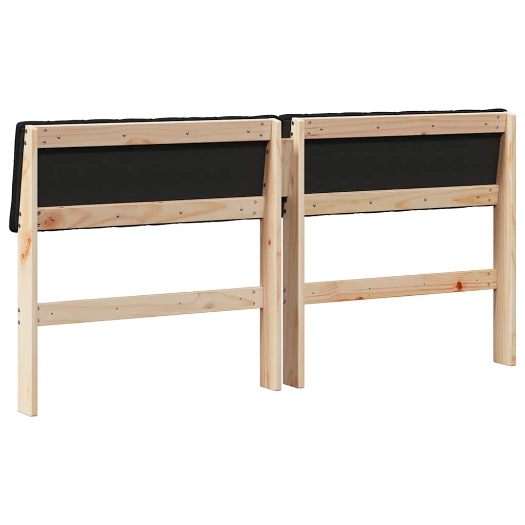 Polstret sengegavl Sort 150 cm Massiv fyrretræ