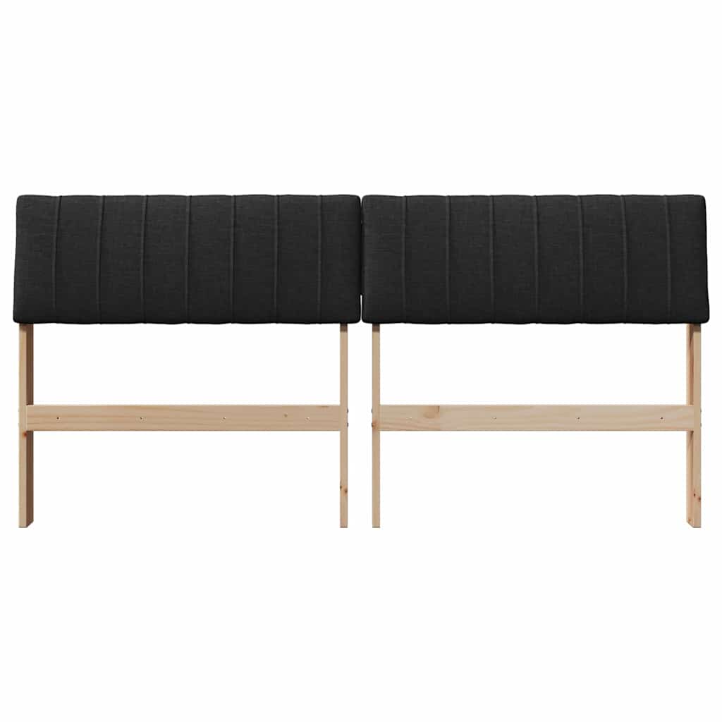 Polstret sengegavl Sort 150 cm Massiv fyrretræ