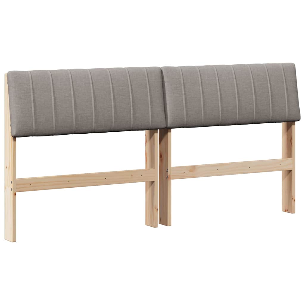 Polstret sengegavl Gråbrun 150 cm Massiv fyrretræ