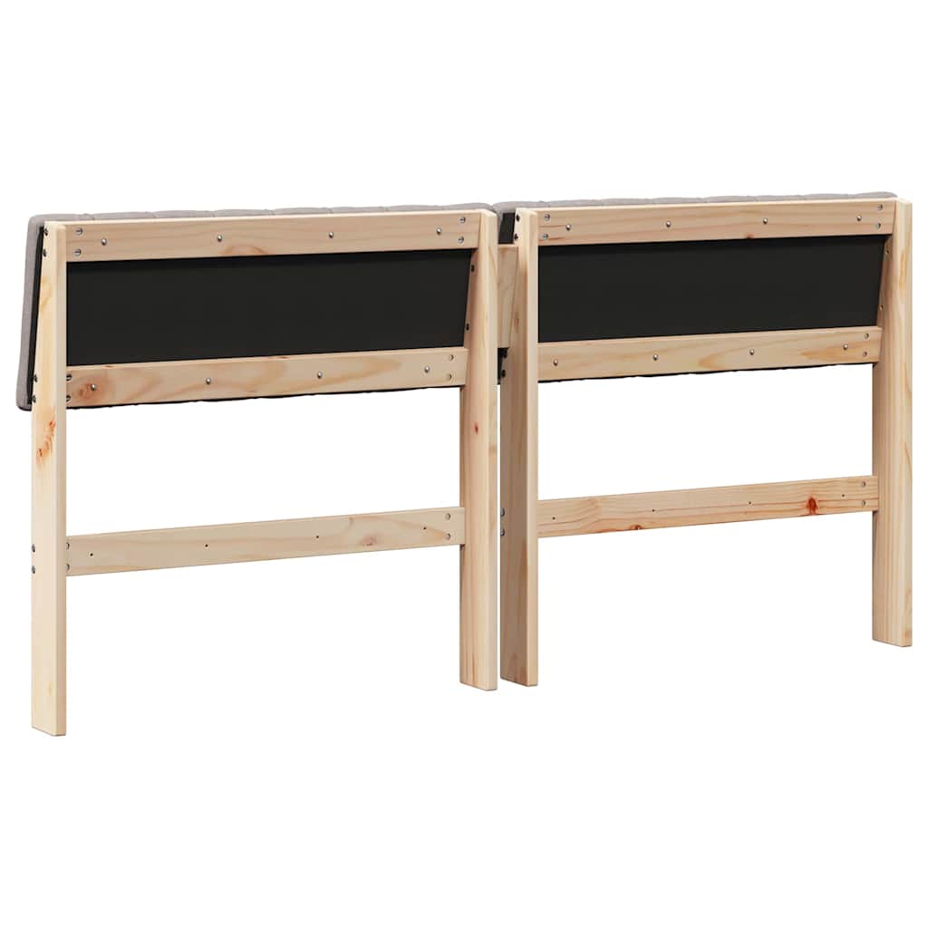 Polstret sengegavl Gråbrun 150 cm Massiv fyrretræ