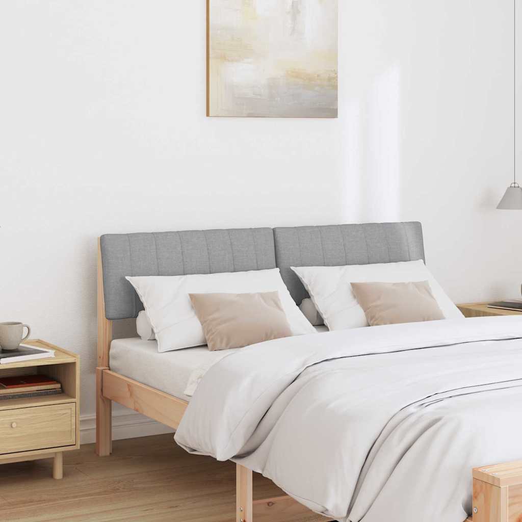 Polstret sengegavl Lysegrå 140 cm Massiv fyrretræ