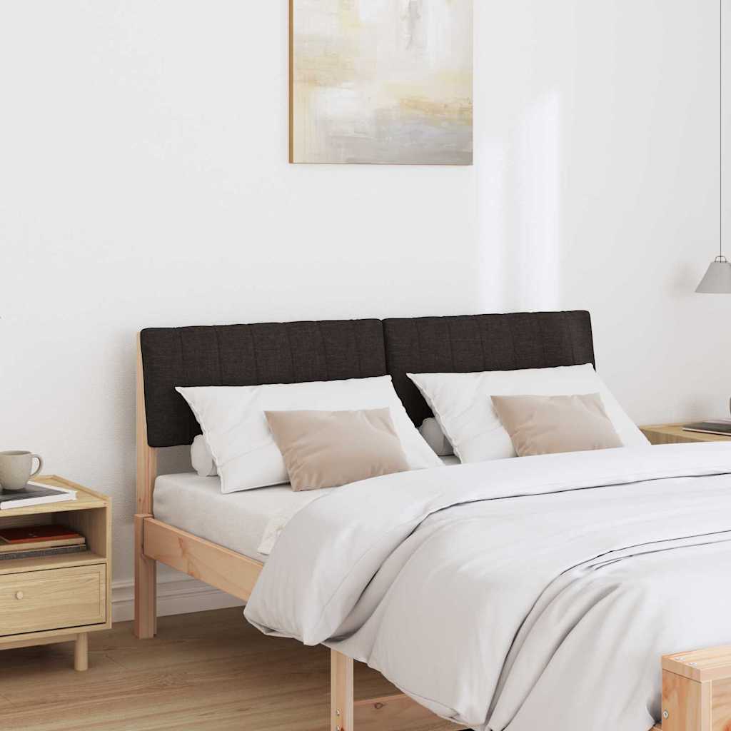 Polstret sengegavl Sort 140 cm Massiv fyrretræ