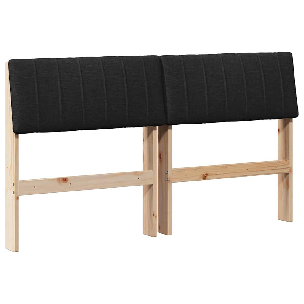 Polstret sengegavl Sort 140 cm Massiv fyrretræ