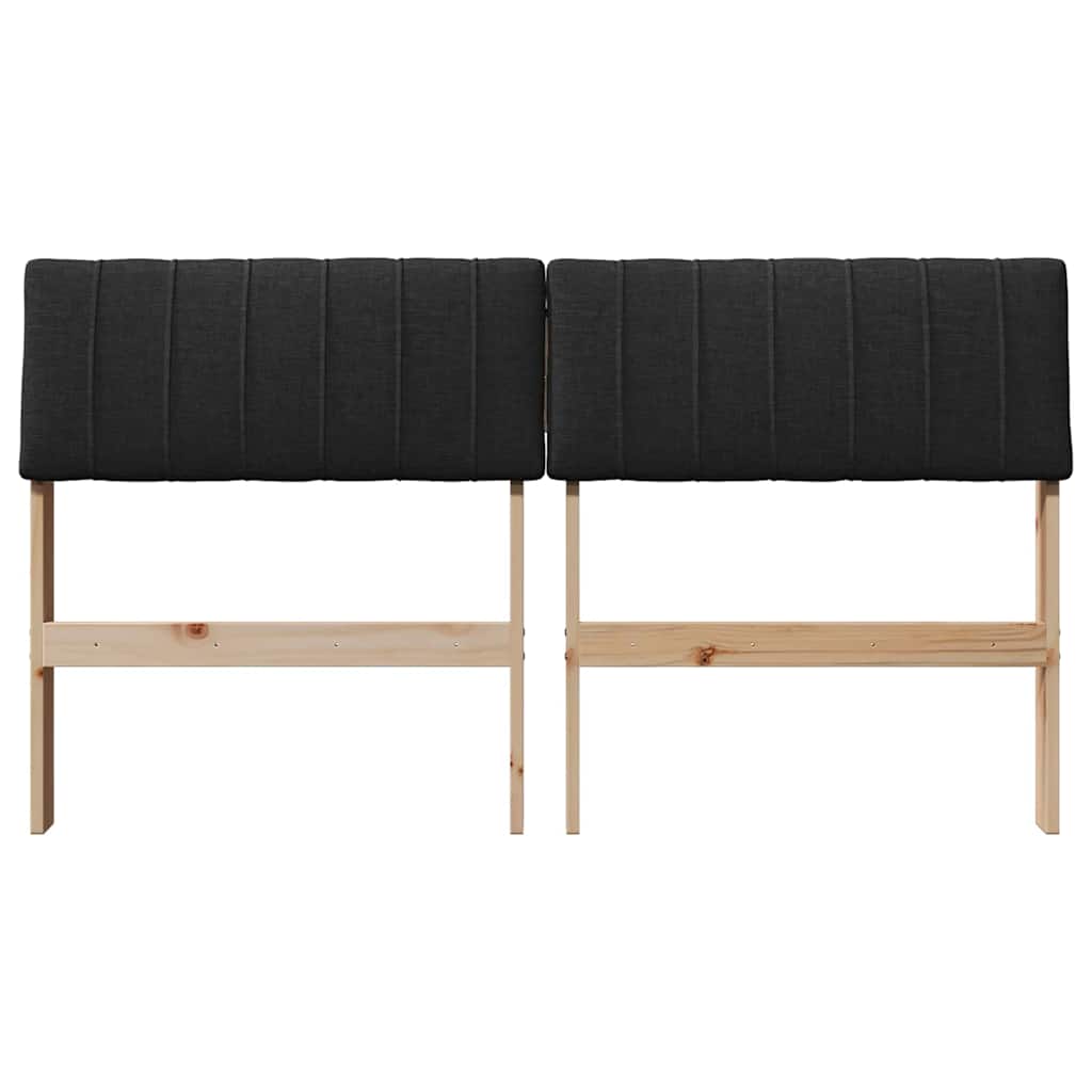 Polstret sengegavl Sort 140 cm Massiv fyrretræ
