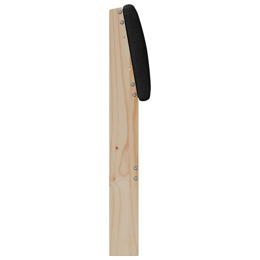 Polstret sengegavl Sort 140 cm Massiv fyrretræ