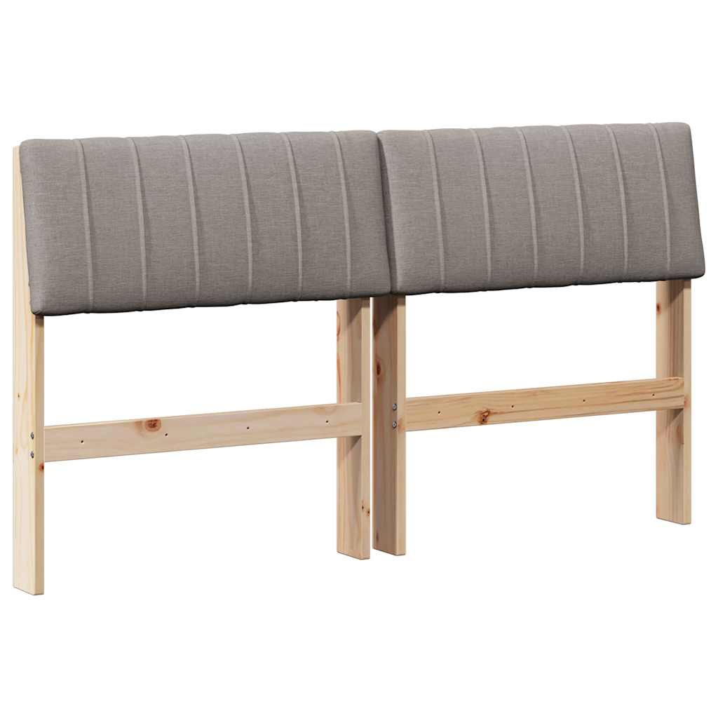 Polstret sengegavl Gråbrun 135 cm Massiv fyrretræ
