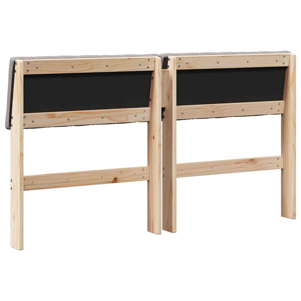 Polstret sengegavl Gråbrun 135 cm Massiv fyrretræ