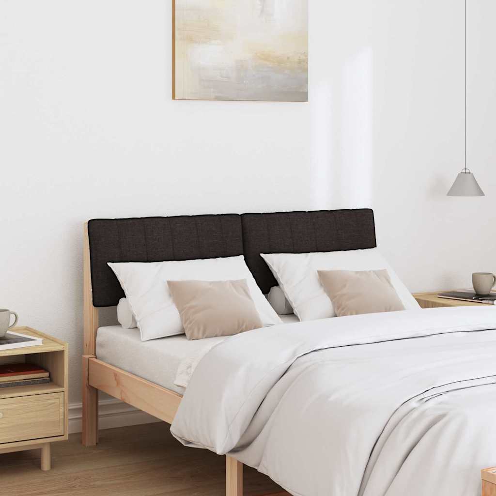 Polstret sengegavl Sort 120 cm Massiv fyrretræ