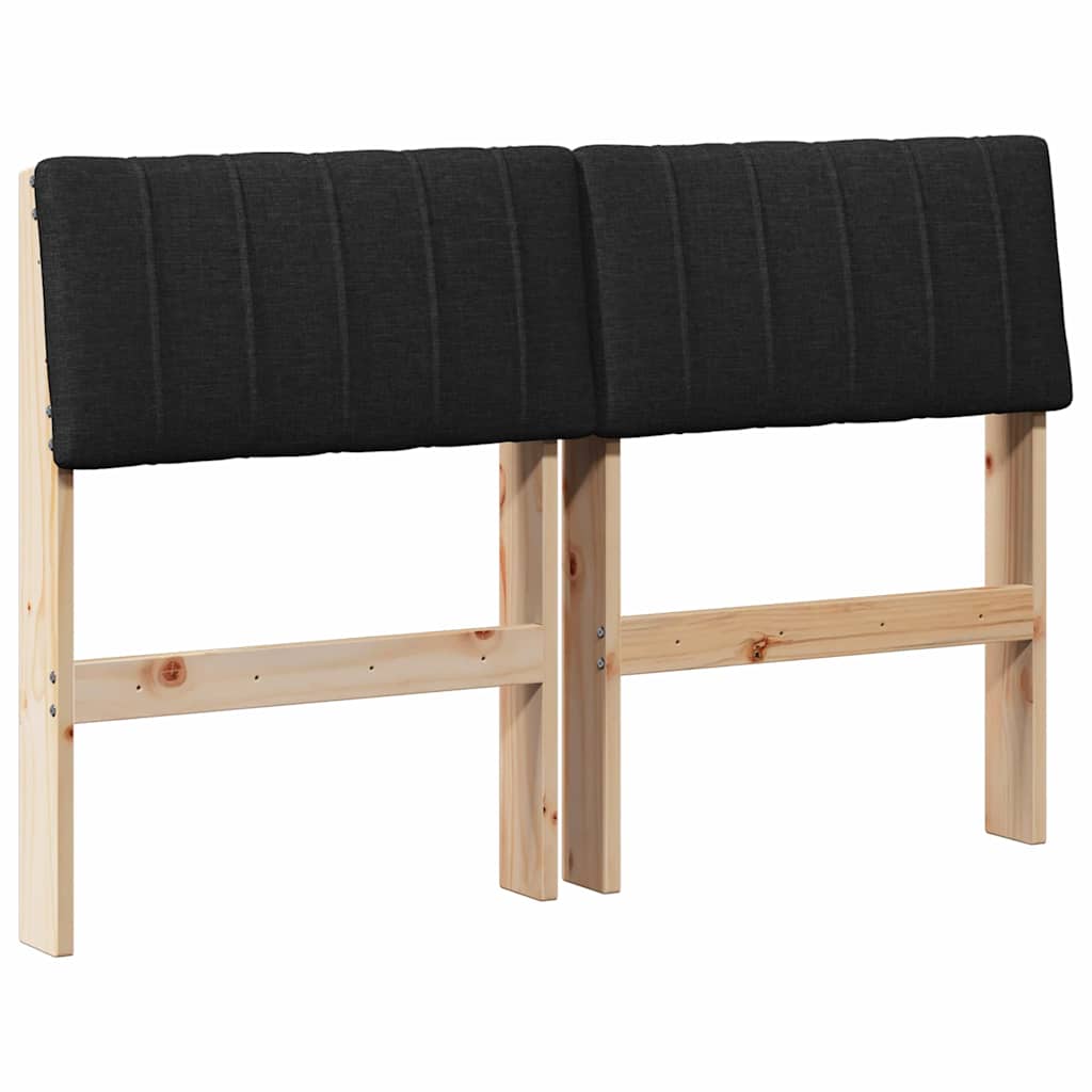 Polstret sengegavl Sort 120 cm Massiv fyrretræ
