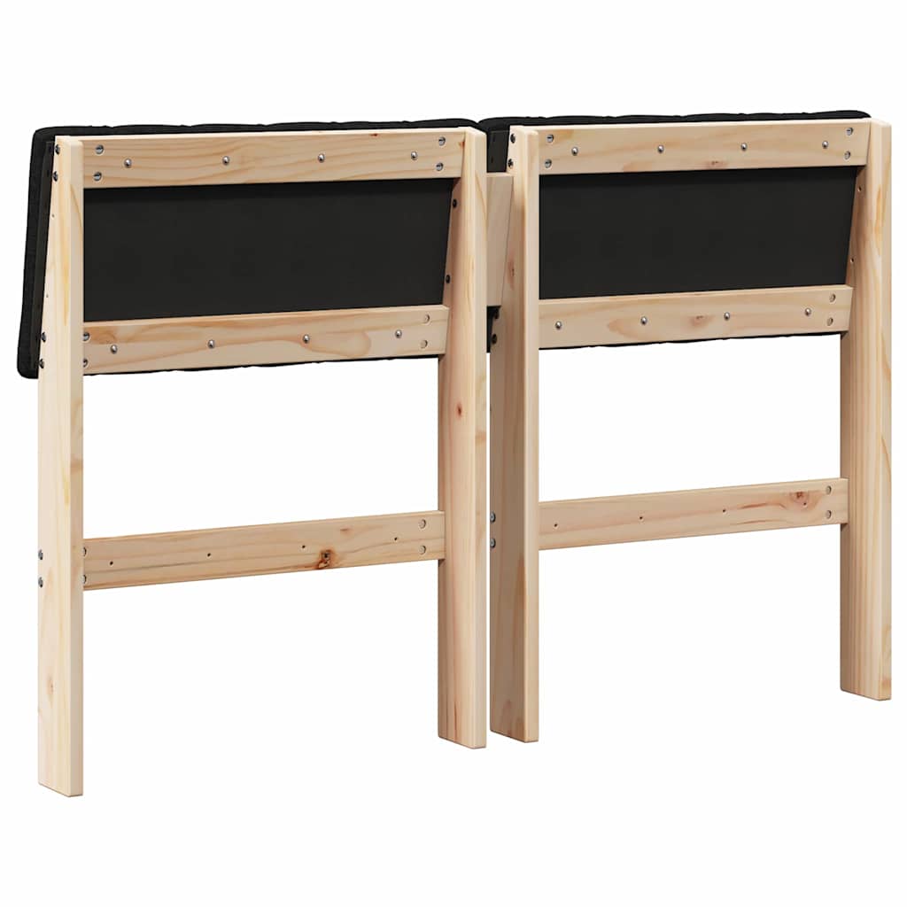 Polstret sengegavl Sort 120 cm Massiv fyrretræ
