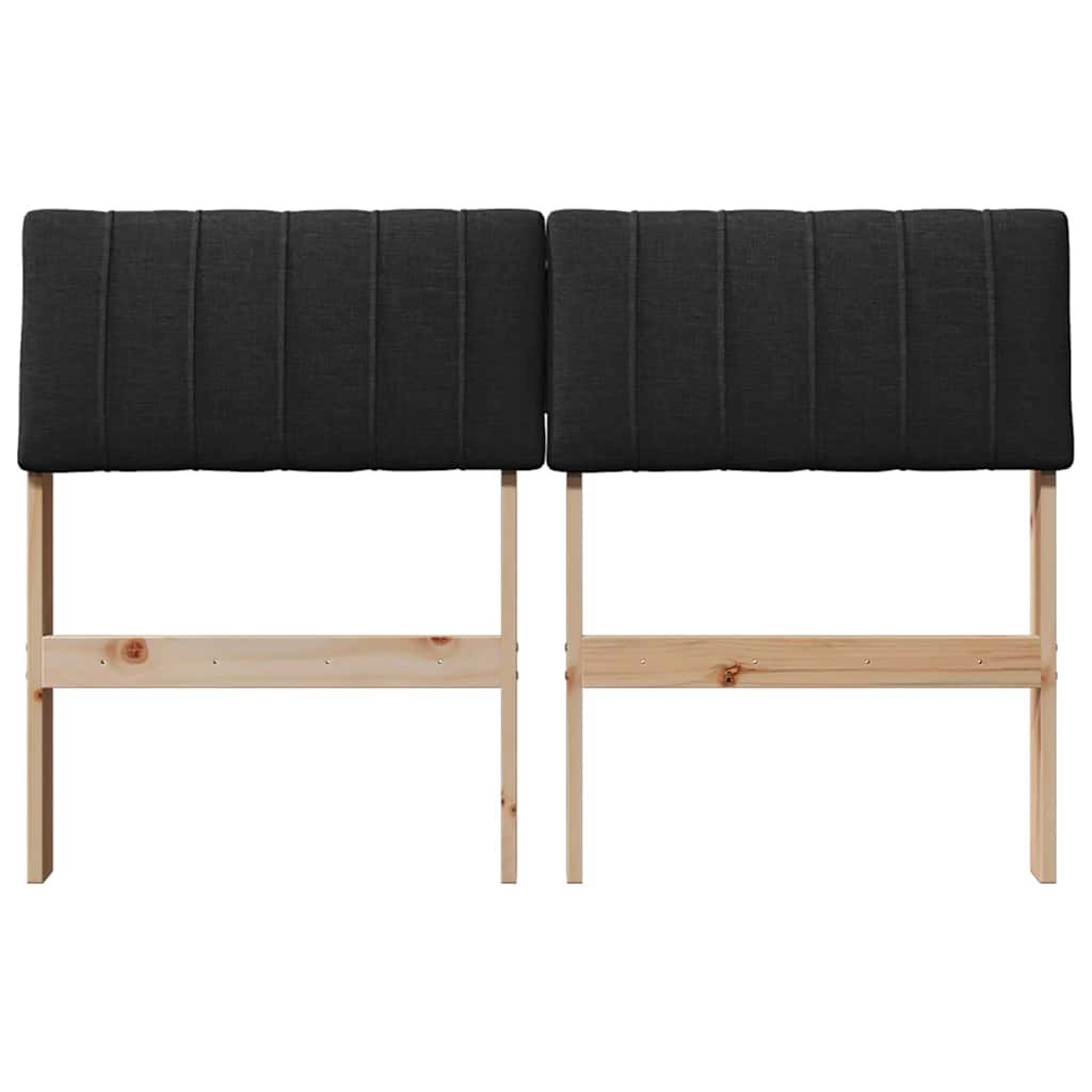 Polstret sengegavl Sort 120 cm Massiv fyrretræ