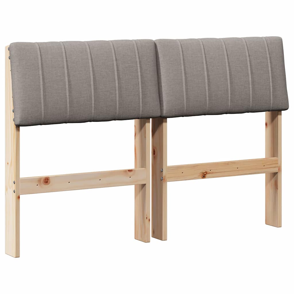 Polstret sengegavl Gråbrun 120 cm Massiv fyrretræ