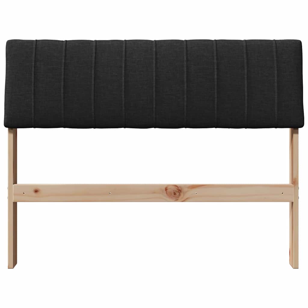 Polstret sengegavl Sort 100 cm Massiv fyrretræ