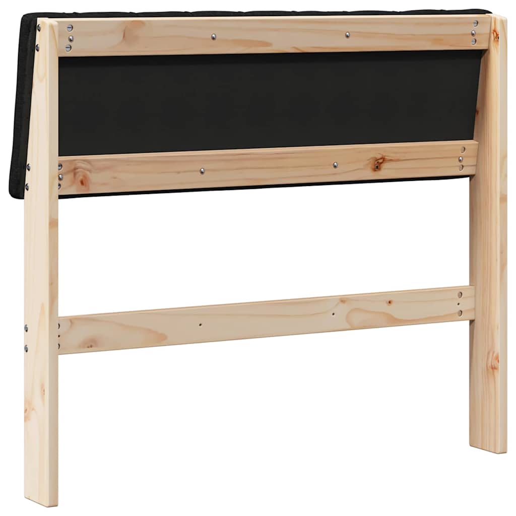 Polstret sengegavl Sort 90 cm Massiv fyrretræ