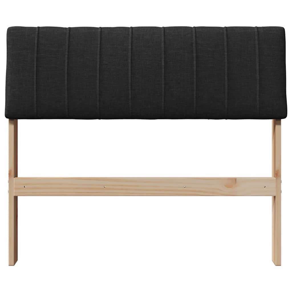 Polstret sengegavl Sort 90 cm Massiv fyrretræ