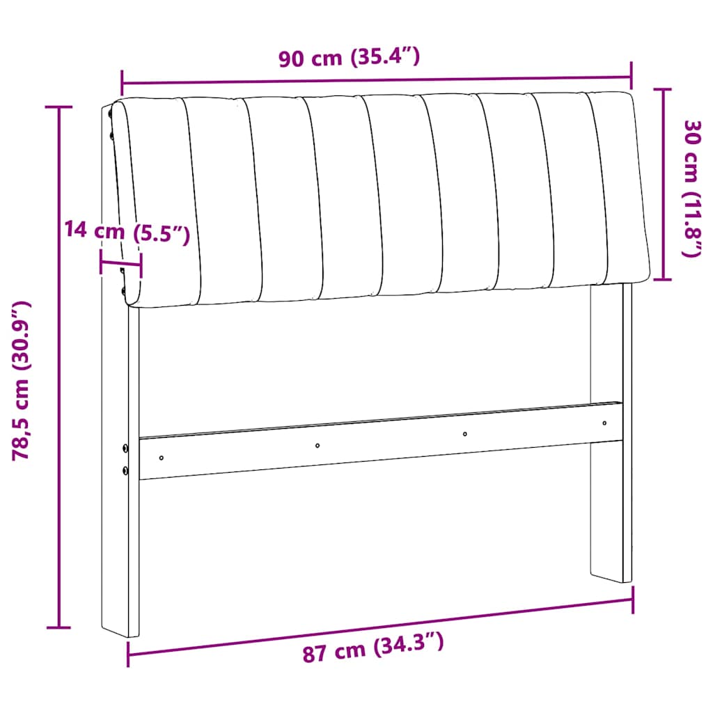 Polstret sengegavl Gråbrun 90 cm Massiv fyrretræ