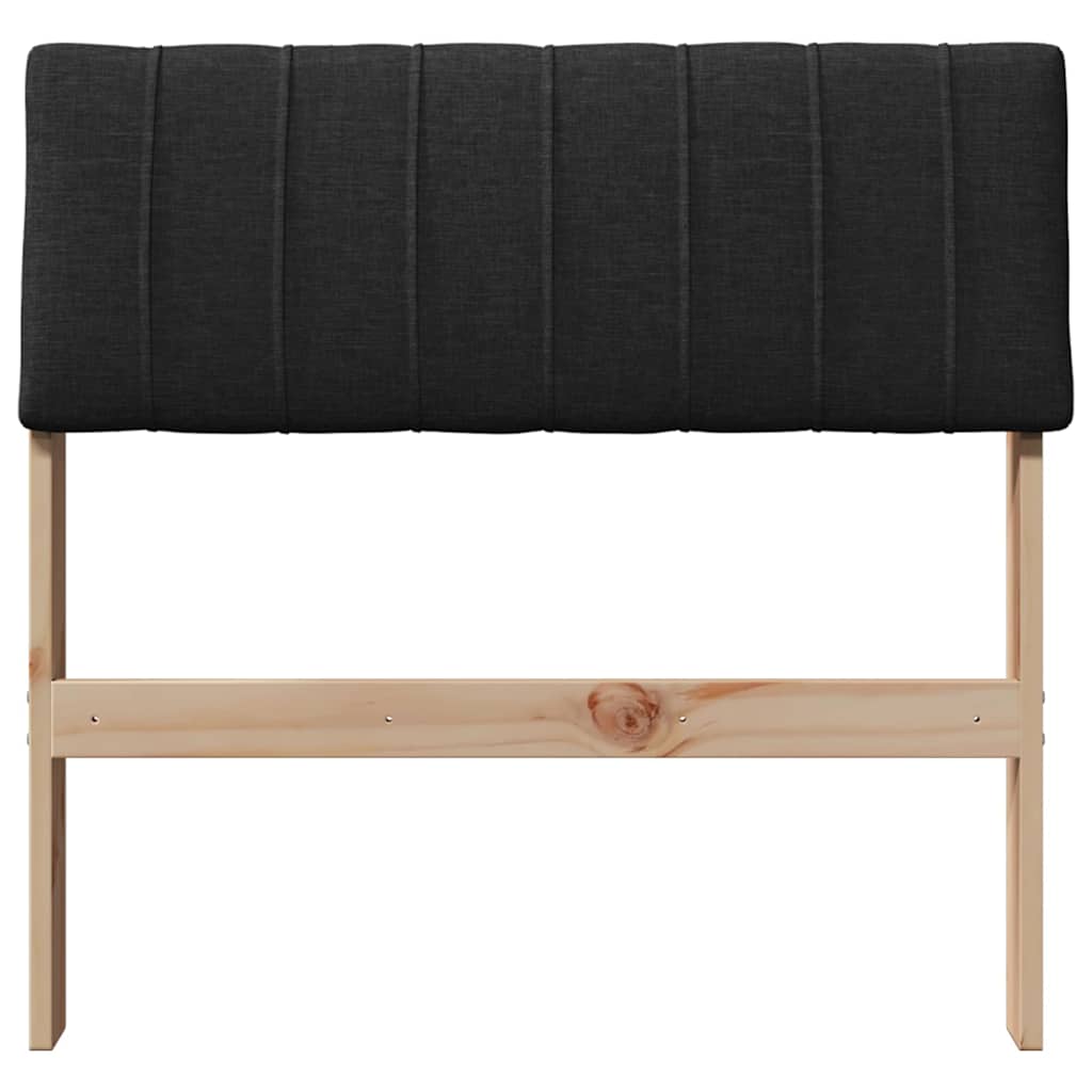Polstret sengegavl Sort 80 cm Massiv fyrretræ