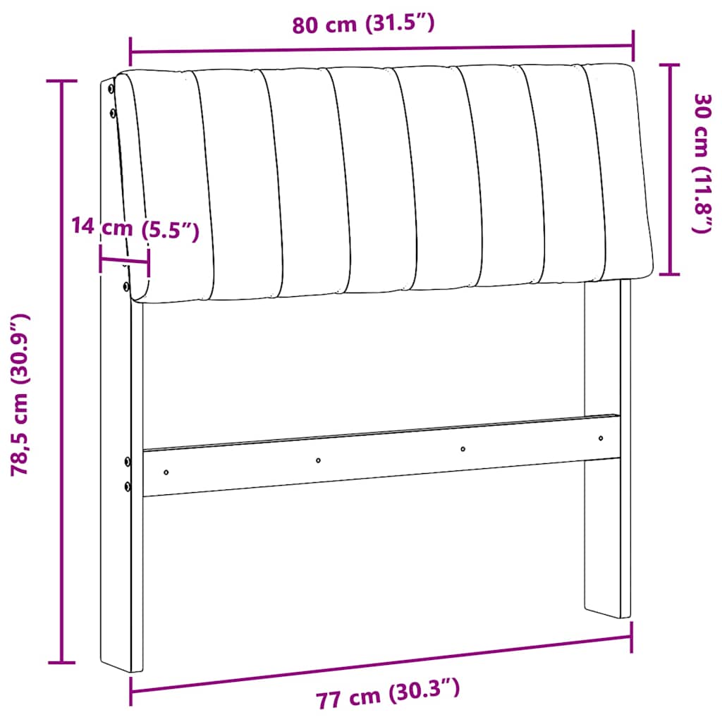 Polstret sengegavl Gråbrun 80 cm Massiv fyrretræ