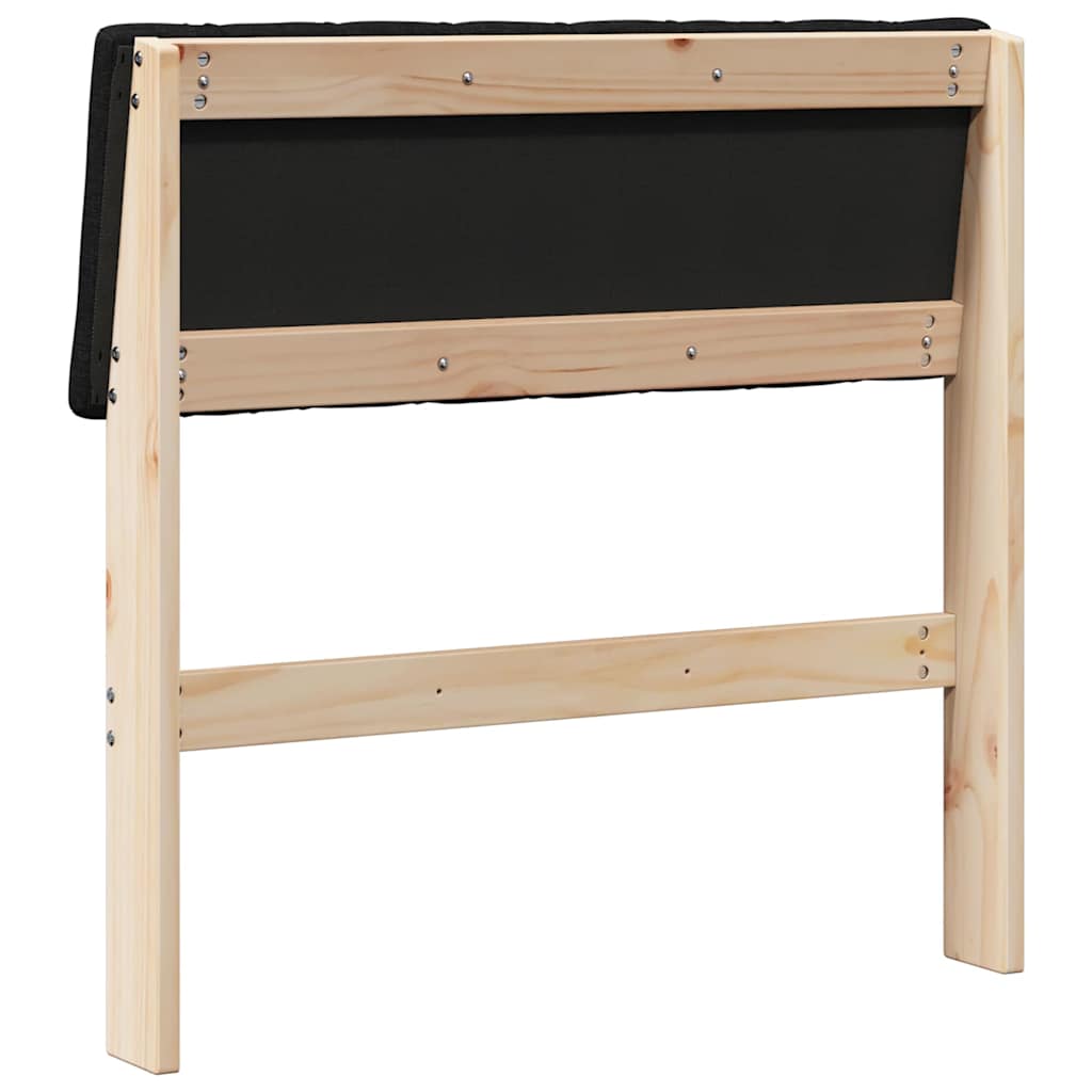 Polstret sengegavl Sort 75 cm Massiv fyrretræ