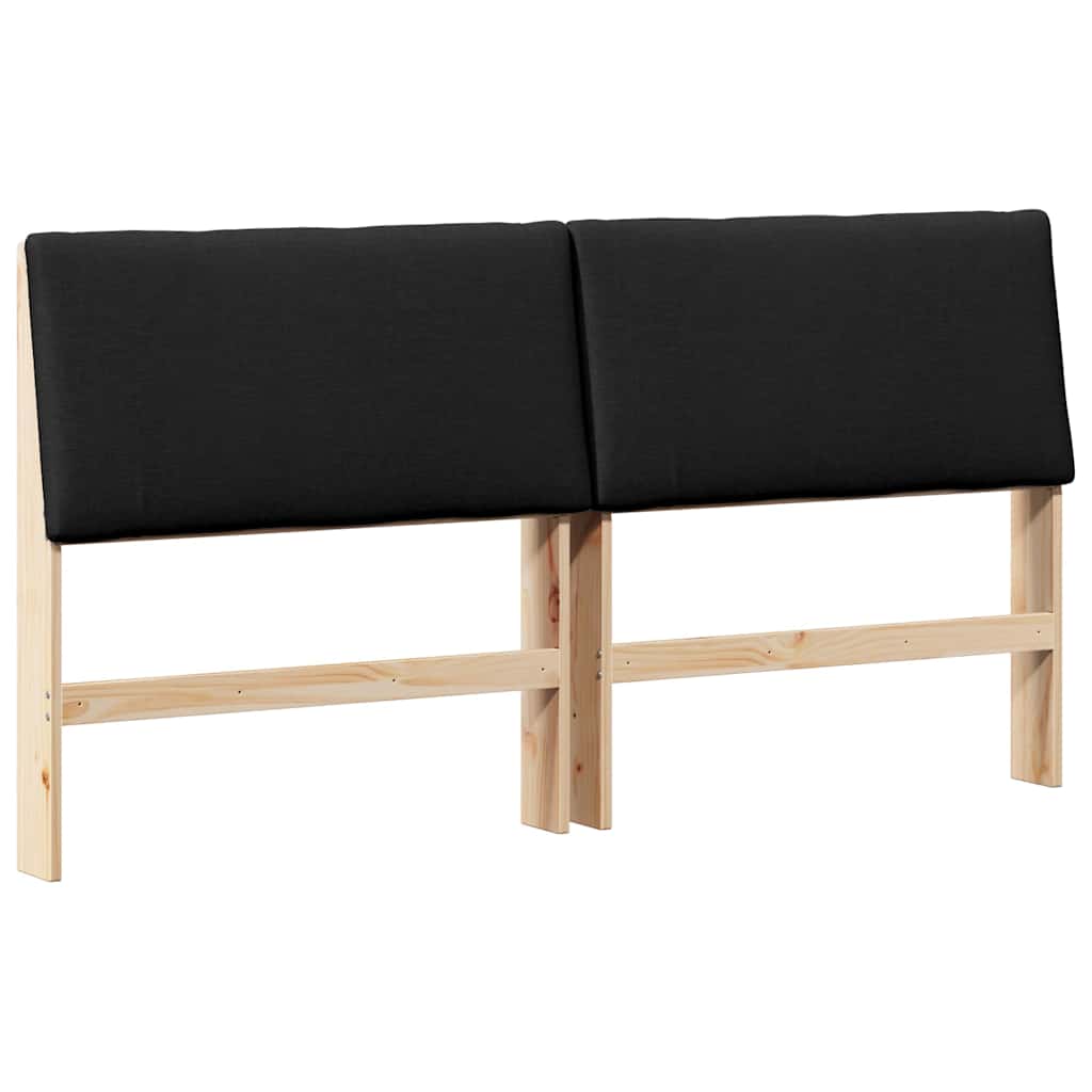Polstret sengegavl Sort 200 cm Massiv fyrretræ