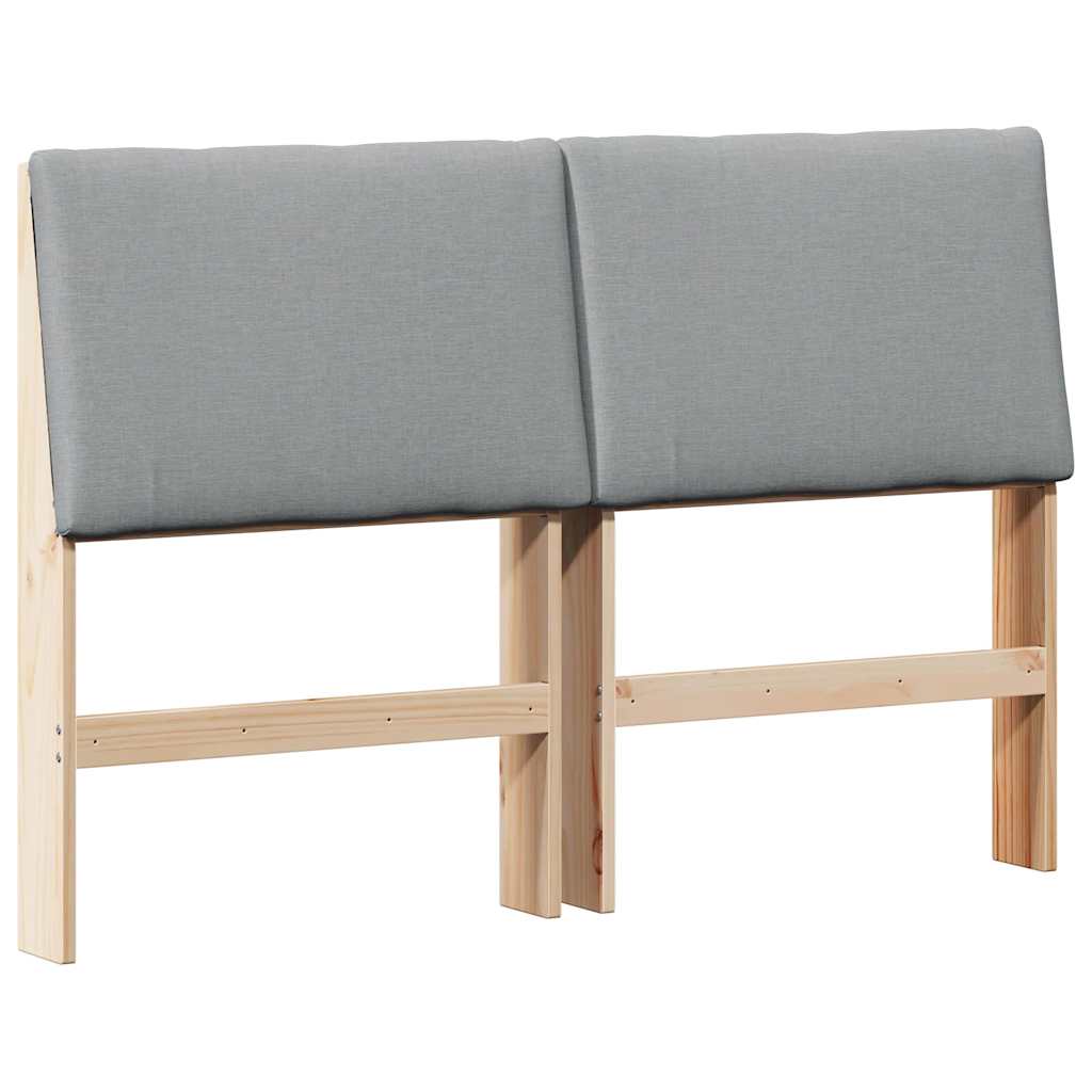 Polstret sengegavl Lysegrå 160 cm Massiv fyrretræ