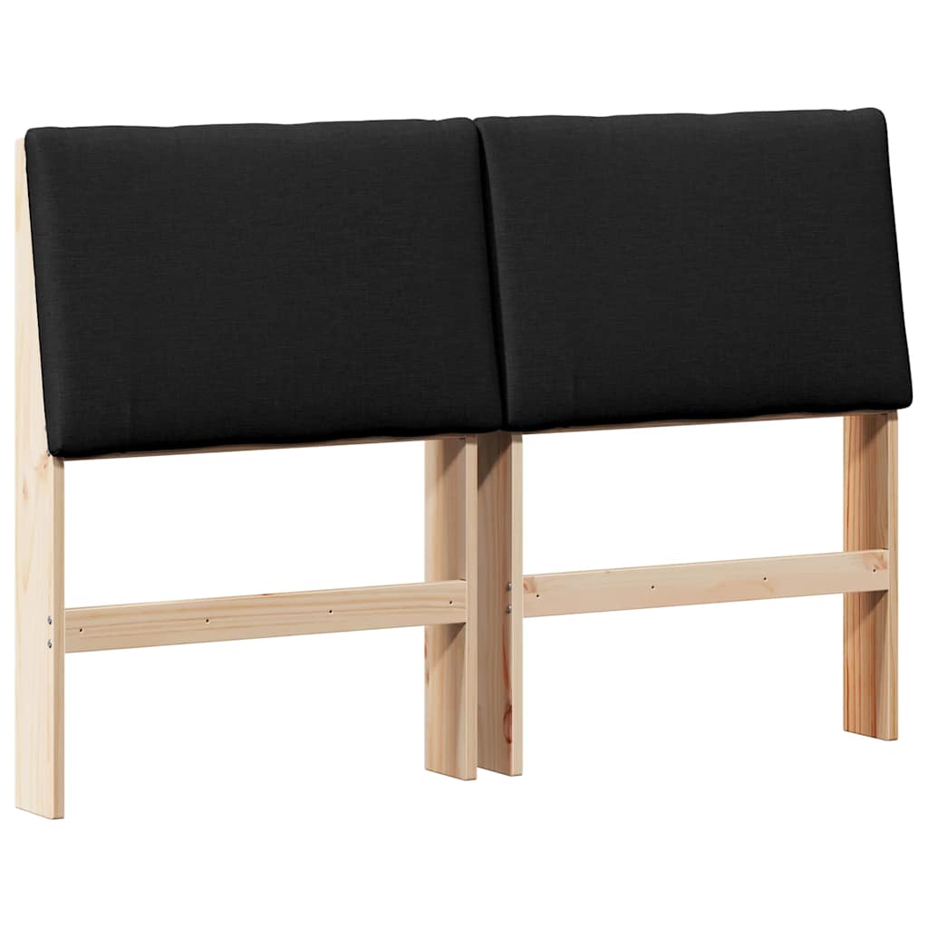 Polstret sengegavl Sort 160 cm Massiv fyrretræ