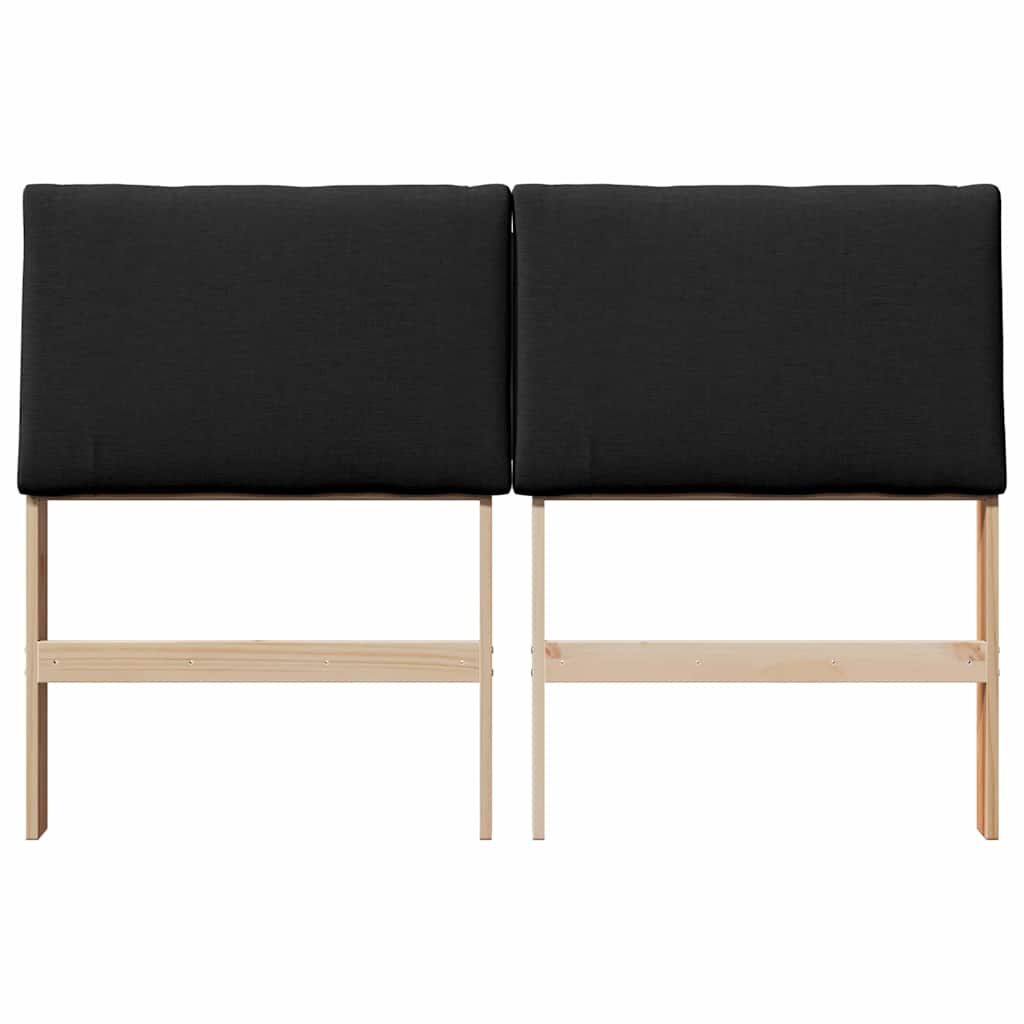 Polstret sengegavl Sort 160 cm Massiv fyrretræ