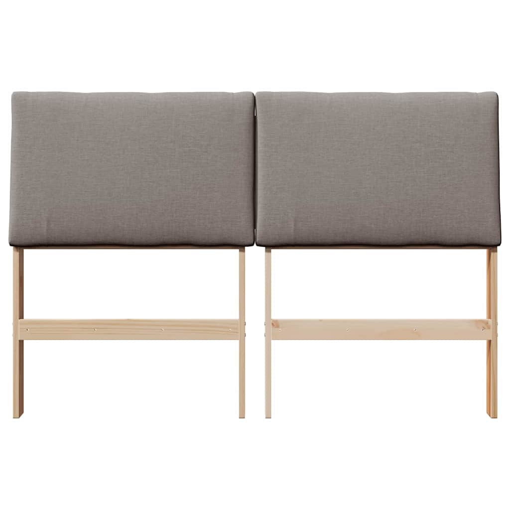 Polstret sengegavl Gråbrun 160 cm Massiv fyrretræ