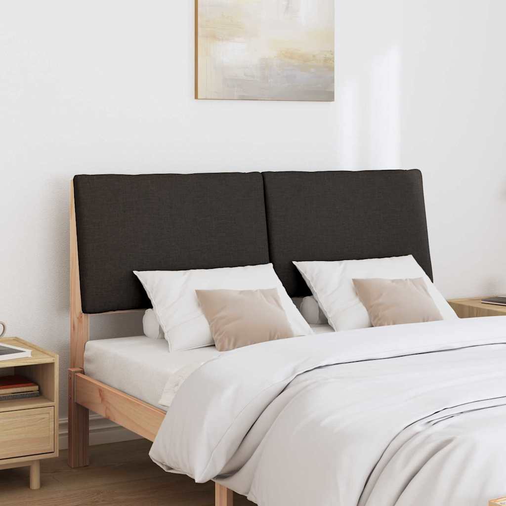 Polstret sengegavl Sort 150 cm Massiv fyrretræ