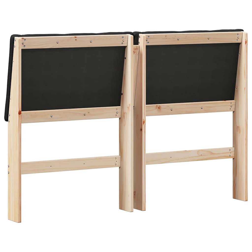 Polstret sengegavl Sort 150 cm Massiv fyrretræ