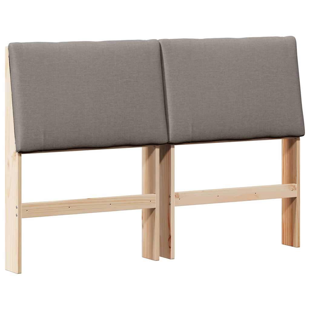 Polstret sengegavl Gråbrun 150 cm Massiv fyrretræ