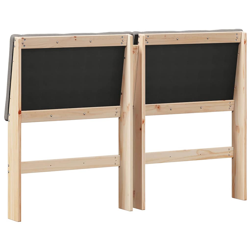 Polstret sengegavl Gråbrun 150 cm Massiv fyrretræ