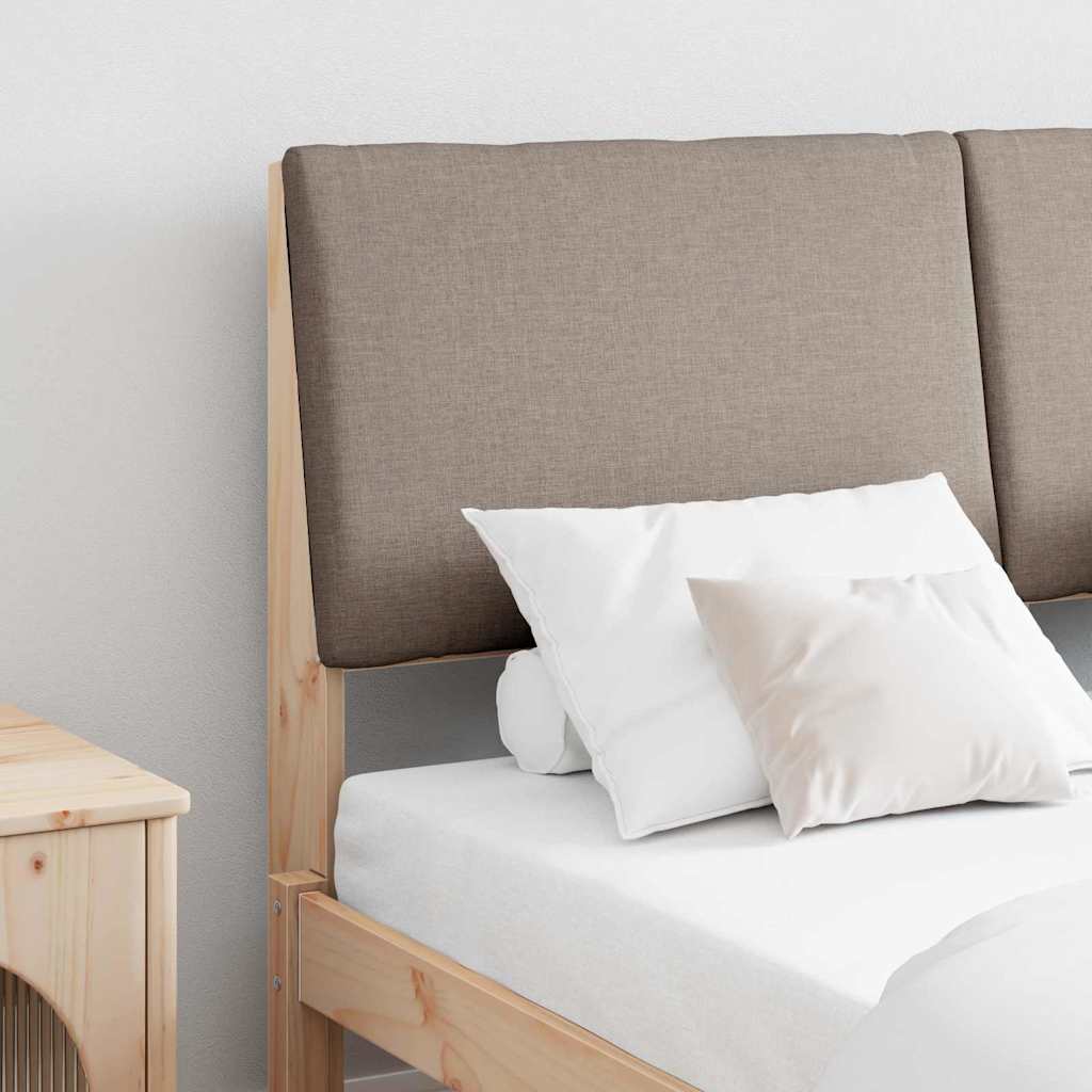 Polstret sengegavl Gråbrun 140 cm Massiv fyrretræ
