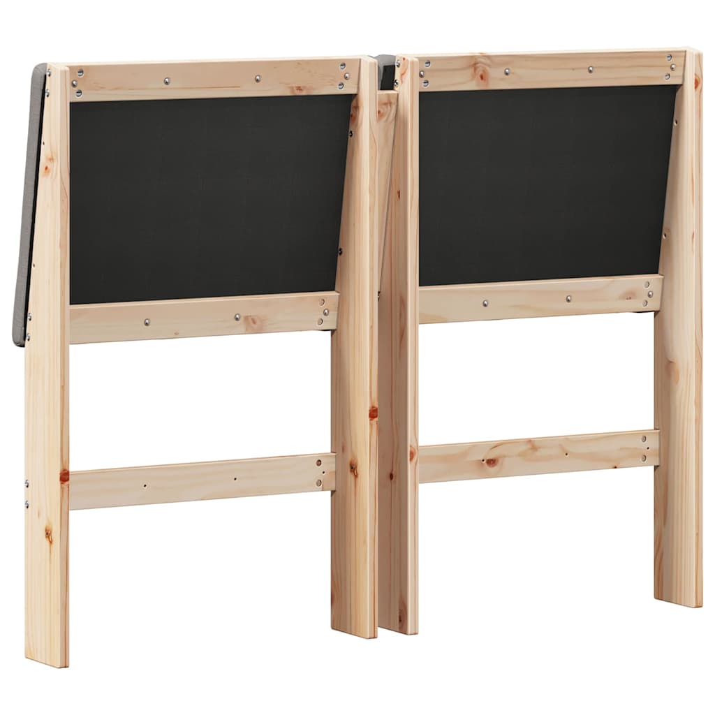 Polstret sengegavl Gråbrun 135 cm Massiv fyrretræ
