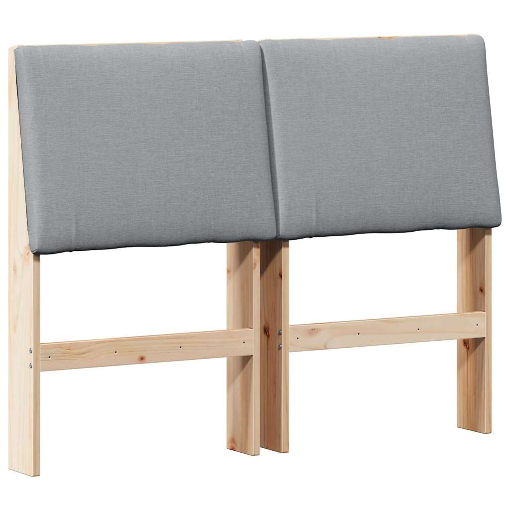 Polstret sengegavl Lysegrå 120 cm Massiv fyrretræ