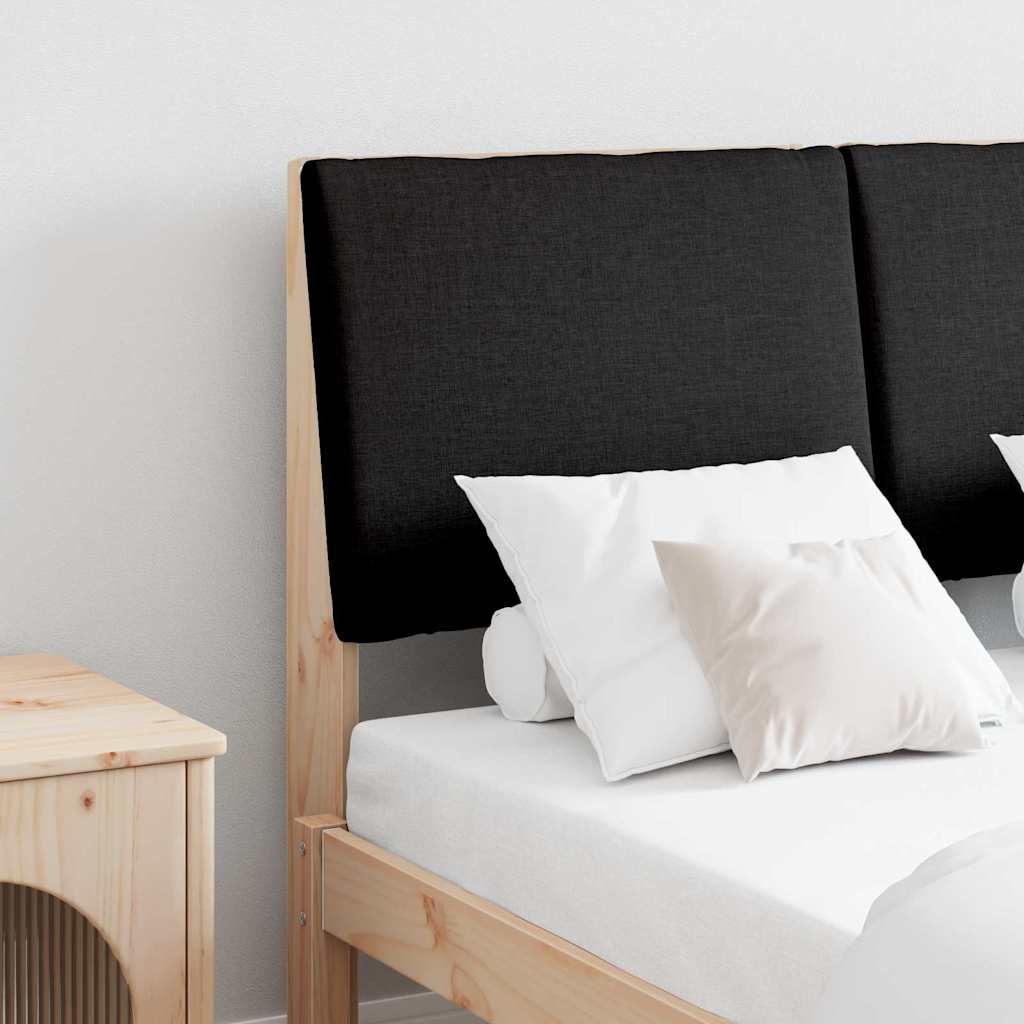 Polstret sengegavl Sort 120 cm Massiv fyrretræ