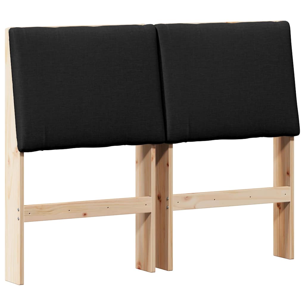 Polstret sengegavl Sort 120 cm Massiv fyrretræ