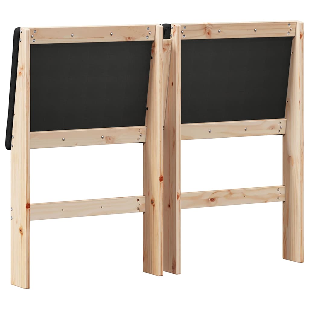 Polstret sengegavl Sort 120 cm Massiv fyrretræ