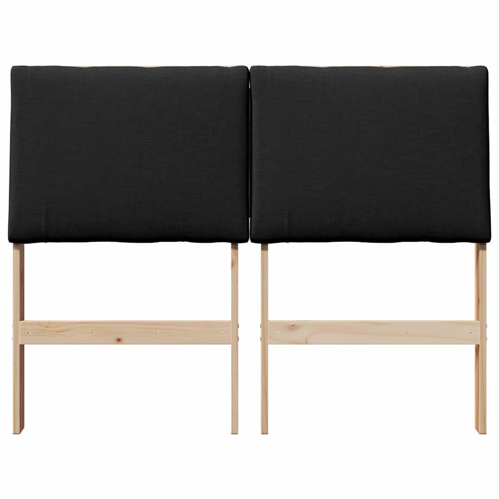 Polstret sengegavl Sort 120 cm Massiv fyrretræ
