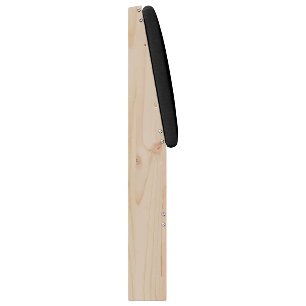 Polstret sengegavl Sort 120 cm Massiv fyrretræ