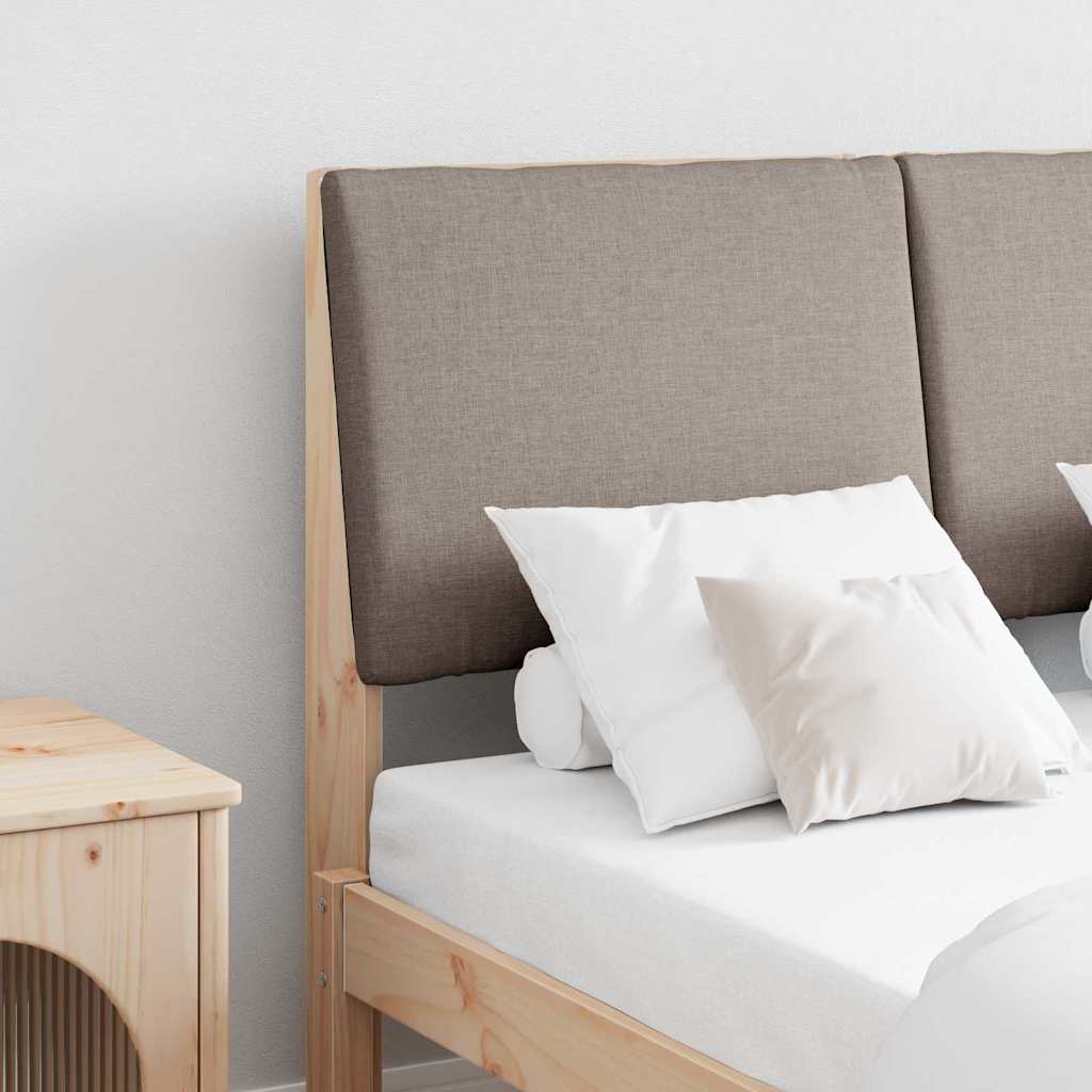 Polstret sengegavl Gråbrun 120 cm Massiv fyrretræ