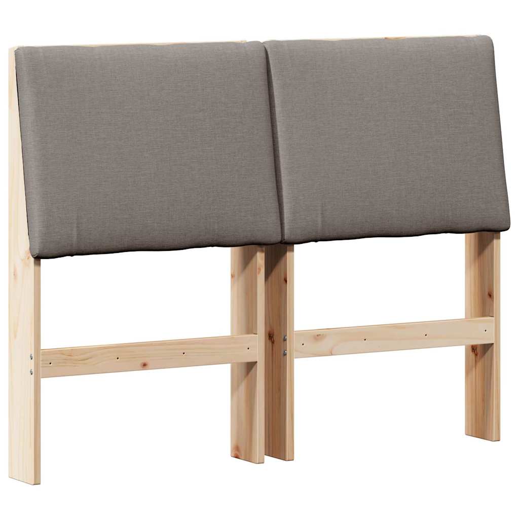 Polstret sengegavl Gråbrun 120 cm Massiv fyrretræ