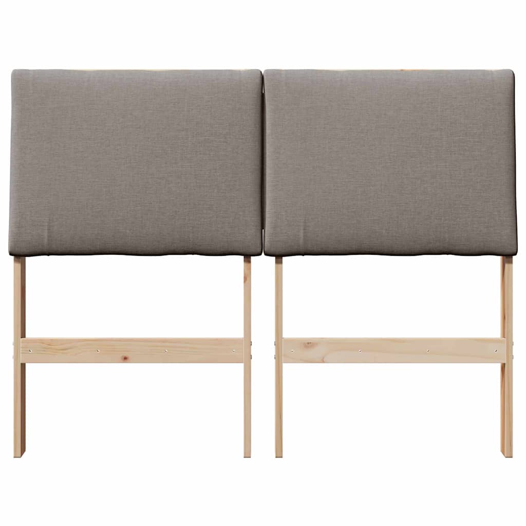 Polstret sengegavl Gråbrun 120 cm Massiv fyrretræ