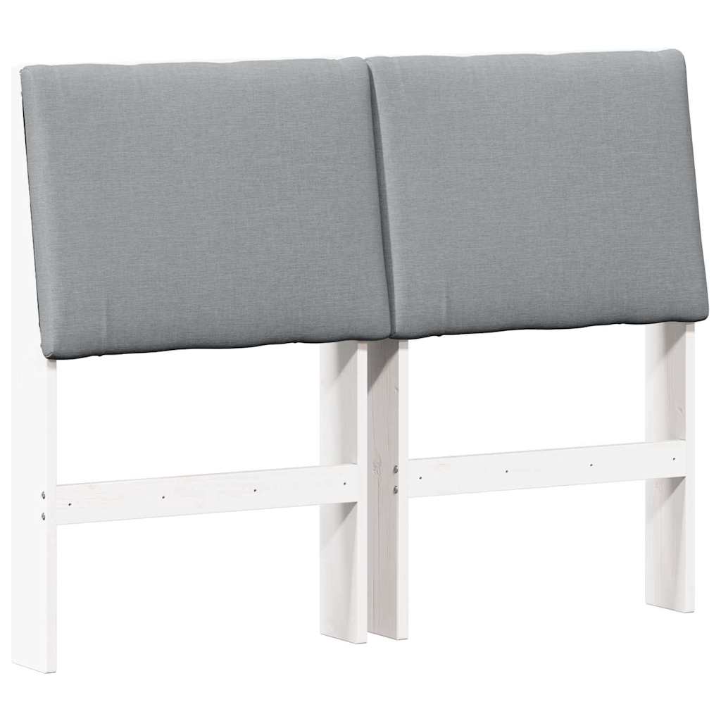 Polstret sengegavl Lysegrå 120 cm Massiv fyrretræ