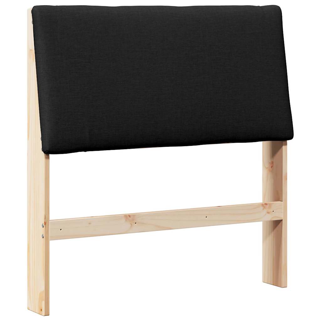 Polstret sengegavl Sort 100 cm Massiv fyrretræ